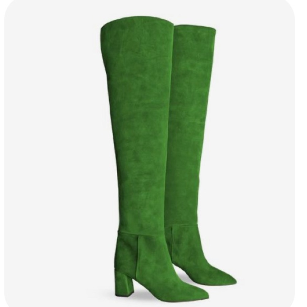 BNWT Italian Identita Emerald Green Gilda Over the Knee Thigh Suede Boots US 11